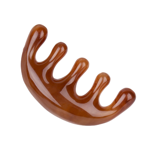 Venta caliente resina plástico peine acupresión masaje Gua Sha cabello cuero cabelludo masajeador para alivio del dolor de cabeza - Product Image 1