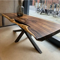 Ensemble élégant de table console en bois massif pour hôtel, restaurant, cuisine, bar avec panneau en bois de résine époxy 1pc