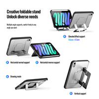 Étui de protection robuste antichoc pour tablette iPad Mini 8 avec emplacement pour stylet et béquille réglable