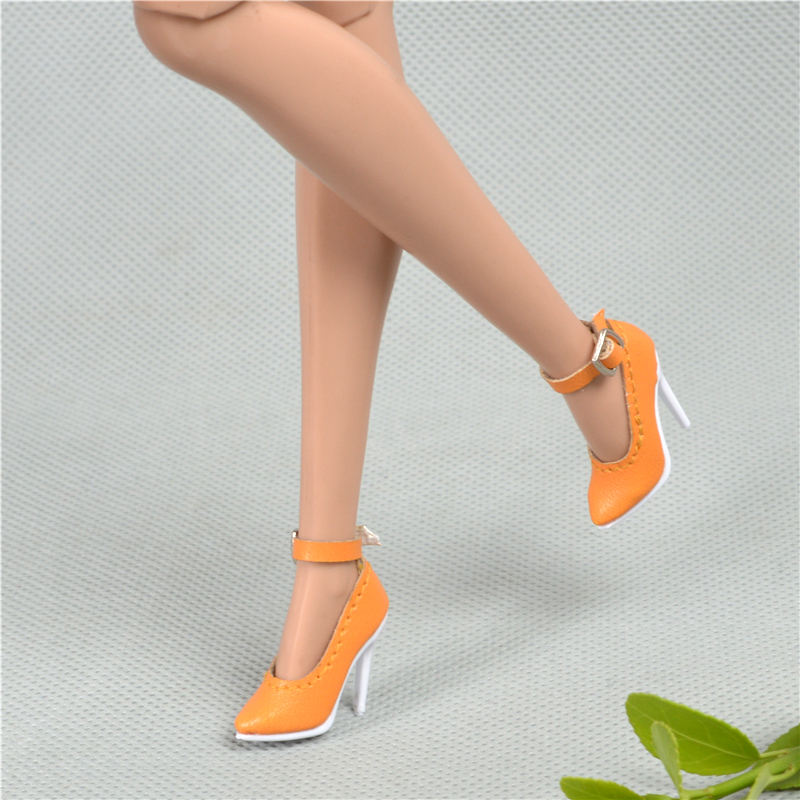 Zapatos de tacón alto de cuero para muñecas, zapatos de tacón alto