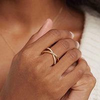 Bague X en or 14K | Bague croisée CZ en diamant simulé pour femme