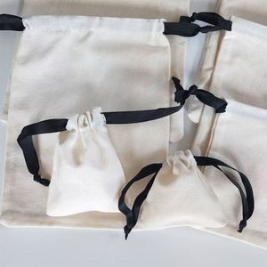 Sac à cordon en toile naturelle de haute qualité, petit sac anti-poussière en coton écologique pour impression DIY - Product Image 6