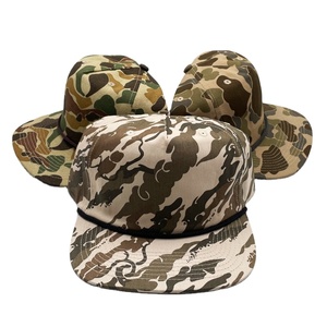Bán Buôn 5 Tấm Cotton Tùy Chỉnh Thêu Màu Nâu Camo Rope Mũ <span class=keywords><strong>Snapback</strong></span> Không Cấu Trúc Mũ Dây - Product Image 1
