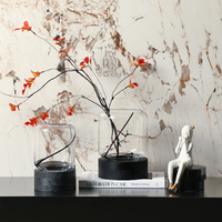 Vase en verre de base en bois fait à la main minimaliste décor à la maison intérieur table salon décoratif verre clair vases à fleurs