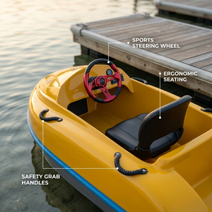 Mini kart aquatique électrique jaune en fibre de verre, directement de l'usine, pour location commerciale en parc, type jet ski motorisé rapide. - Product Image 3