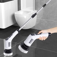 Épurateur à rotation électrique, épurateur sans fil avec longue poignée Robot de cuisine épurateur de sol nettoyeur à brosse de lavage électrique