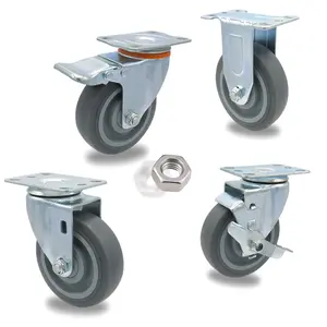 4 inch 100mm industrial rubber cart wheels workbench central locking castor wheel tpr heavy duty caster wheels