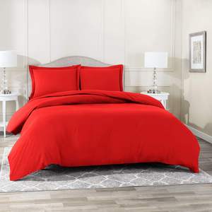 Housse de couette rouge taille Queen 100% coton 800 fils/cm² couleur unie fermeture éclair usage domestique lavable en machine qualité A - Product Image 1