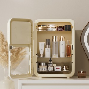Cosmetic Storage Box With <b>Mirror</b> <b>Led</b> Lighting Dustproof Plastic Desktop Organizer For <b>Makeup</b> Home Use - Product Image 3