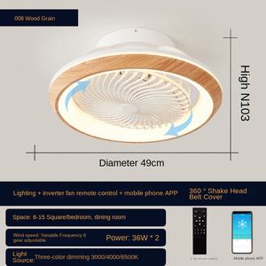 Ventilateur de plafond avec lampe à tête oscillante à 360 degrés, grain de bois d'Europe du <span class=keywords><strong>Nord</strong></span>, chambre à coucher, restaurant, télécommande 220V/110V - Product Image 6