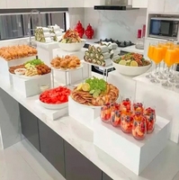 Supports d'affichage de cube en acrylique carrés-Support de collation de gâteau de pause de thé de repas froid pour la nourriture de buffet pour la présentation de nourriture