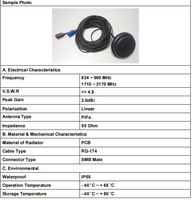 Antenne cellulaire 3G Aurora Yu AN-67 avec connecteur Fakra, gain élevé, polarisation verticale, antenne de communication pour véhicule
