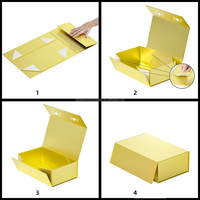 Boîte d'emballage magnétique pour cosmétiques et parfums en stock, logo en feuille d'or, boîte cadeau pliable magnétique avec sac en papier