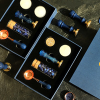 Kit Complet de Cire à Cacheter Ciel Étoilé avec Boîte Cadeau, Scellés pour Enveloppes, Pastilles de Cire, pour Agenda et Anniversaire