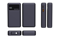 PINUODA – Nouvelle batterie externe portable Li-Polymère 10000 mAh avec écran LCD, câble de charge rétractable et charge rapide 10W