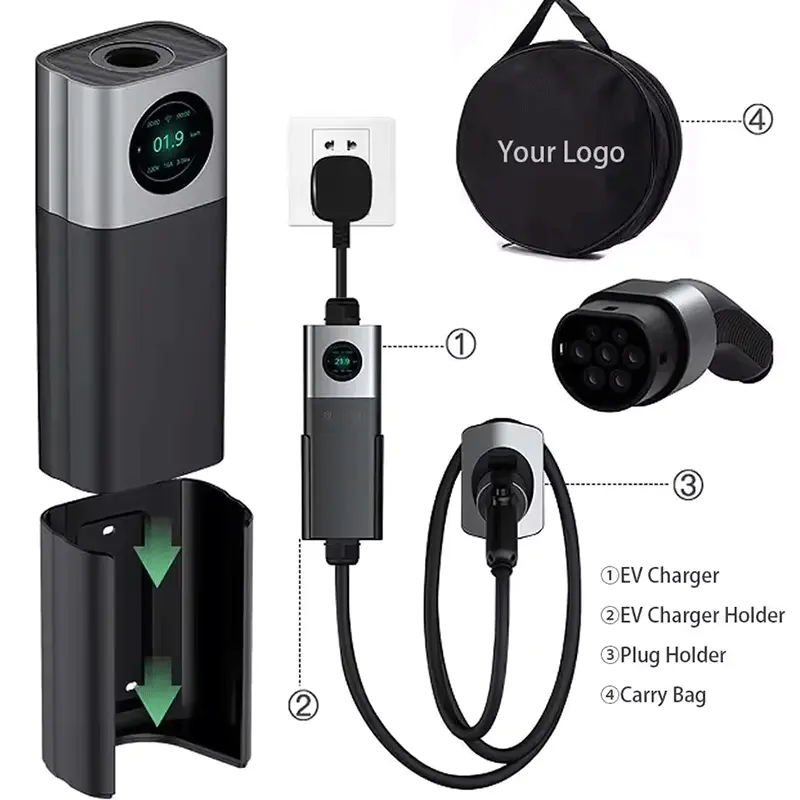 Chargeur de voiture électrique portable 3.5kw 7kw 11kw pour voitures ev