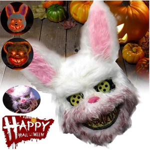 Copricapo realistico in PVC EVA Bear LED insanguinato peluche coniglietto fantasma Festival Performance maschera Horror per occasioni di compleanno - Product Image 3