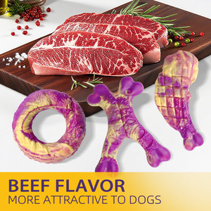 Ensemble de jouets à mâcher <span class=keywords><strong>pour</strong></span> <span class=keywords><strong>chien</strong></span> personnalisés en nylon violet, trois formes, saveur bœuf, <span class=keywords><strong>pour</strong></span> grandes races, accessoires de jeu interactif - Product Image 4