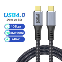 USBIF certificado PD 240W 40Gbps compatible con USB 4 con todas las funciones 240W Cable de carga rápida compatible con chaqueta de PVC para Monitor