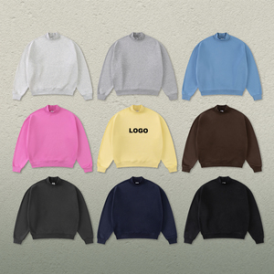 Moda nuevo logotipo personalizado suéter de <span class=keywords><strong>cuello</strong></span> alto invierno 345G Boxy Casual esencial sólido forro polar grueso Sudadera con capucha hombres sudadera - Product Image 1