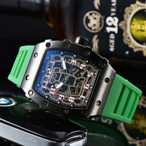 Skeletonized quartz hands, single <b>calendar</b>, unisex quartz watch, tonneau-shaped watch - Product Image 3
