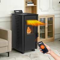 PD-50 Poêle à granulés de biomasse moderne européen autoportant en acier inoxydable sans fumée à alimentation automatique avec Wifi pour salon de villa 60m2