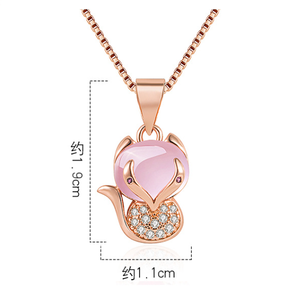 Korean Version New Cute Zircon <strong>fox</strong> Pendant Sweet Hibiscus Stone <strong>fox</strong> <strong>Necklace</strong> for Women - Product Image 2
