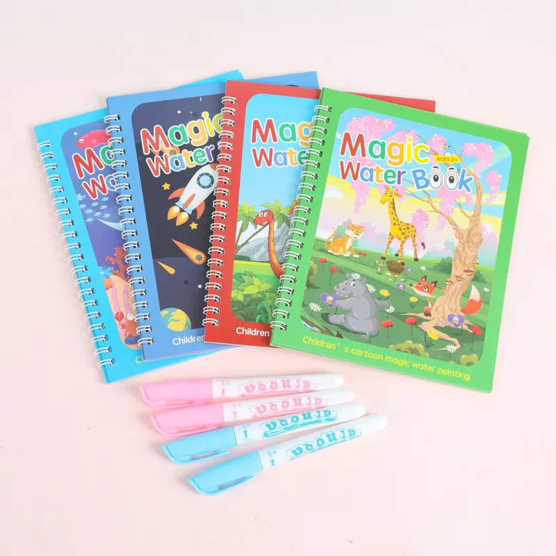 Livros coloridos Magic Water para crianças Livro de desenho reutilizável para crianças Magic Water Book With Pen