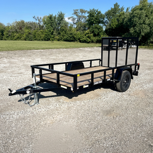 Heavy Duty <b>Farm</b> Yard Garden 10 Ft X 72 In ATV Utility <b>Trailer</b> Black Metal Frame Wood Deck Open Side Rails - Product Image 1