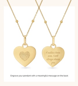 Thời trang phụ nữ đồ trang sức thép không gỉ độc đáo của bạn vân tay tim vàng Vòng cổ - Product Image 2