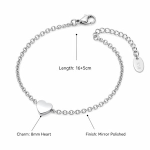 Bracciale JinSpark 'Petite Pulse' con ciondolo a cuore in acciaio inossidabile 316L placcato oro 18K PVD, gioiello minimalista curativo da donna - Product Image 4