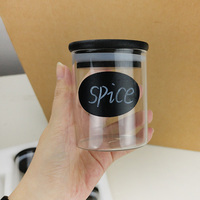 12 pots à épices en verre avec couvercles en bambou noir et étiquettes, petits contenants de stockage alimentaire de 6 oz pour la cuisine, les assaisonnements, les herbes, le sel