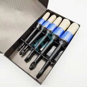 Yep High Quality Hot Sale Plastic Handle Natural Bristle 5PCS Car Detailing Brush Set