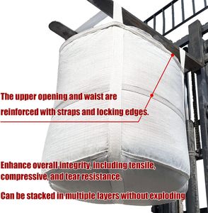 Heavy Duty Woven <b>Polypropylene</b> Bulk <b>Bags</b> with Double Lifting Loops, Duffle Top and Reinforced X-shaped Flat Bottom Support - Product Image 2