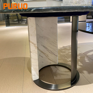 Mesa Auxiliar de Estilo Europeo para Apartamento, Muebles para el Hogar, Mesa de Centro Redonda de Vidrio Templado y Acero Inoxidable - Product Image 5