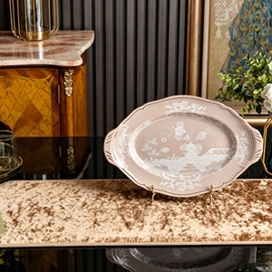 Luxury Beige Floral Ceramic Dinnerware <b>Set</b> Gold Rim Porcelain Plates Bowls Cups Teapot and Vases for Elegant Dining and Decor - Product Image 6
