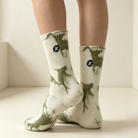 Chaussettes en coton pour femmes, personnalisées avec broderie tie-dye, faible MOQ, création de votre propre motif et logo, vente en gros