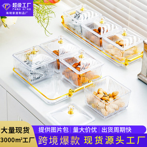 Bandejas portátiles para refrigerios con tapa, rectangulares, de 4 a 7 compartimentos, para dulces, frutas, nueces, almacenamiento de alimentos, contenedor de comida, bandeja de frutas para fiestas - Product Image 5