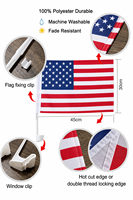 Drapeau de voiture américain 30x45cm, simple face, en polyester, imprimé numériquement, avec mât en PP, pliable pour affichage routier