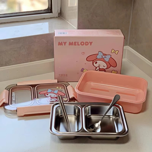 Contenitore Termico per Pranzo Sanrio in Acciaio Inox 304 a <span class=keywords><strong>3</strong></span> Scomparti con Coperchi Ermetici, Imballaggio Ecologico in Cartone per Preparazione Pasti in Ufficio - Product Image 4