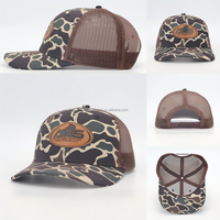 Gorra Trucker Richardson 112 de Camuflaje con 6 Paneles de Malla, Cierre a Presión, Parche de Cuero y Logotipo Personalizado Bordado para Caza, Venta al Por Mayor