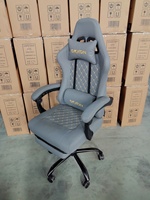 Chaise de Bureau et de Jeu Ergonomique de Luxe en Cuir Noir et Gris de Haute Qualité avec Soutien Lombaire Réglable