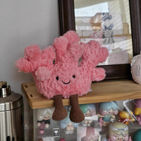 Boneka Plush Lembut Bentuk Karang Warna Pink Lucu Ala UK JC Style untuk Mengurangi Kecemasan dan Stres, Teman di Meja Kerja