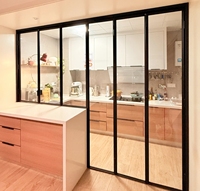 Puertas y Ventanas Plegables Minimalistas de Aleación de Aluminio y Vidrio Templado para Cocina, Bar, Entrada, Sala de Estar y Patio