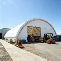 Structure de stockage de marchandises anti-corrosion à double charpente en A, 80x100m, en PVC anthracite pour le stockage de produits chimiques (potasse)