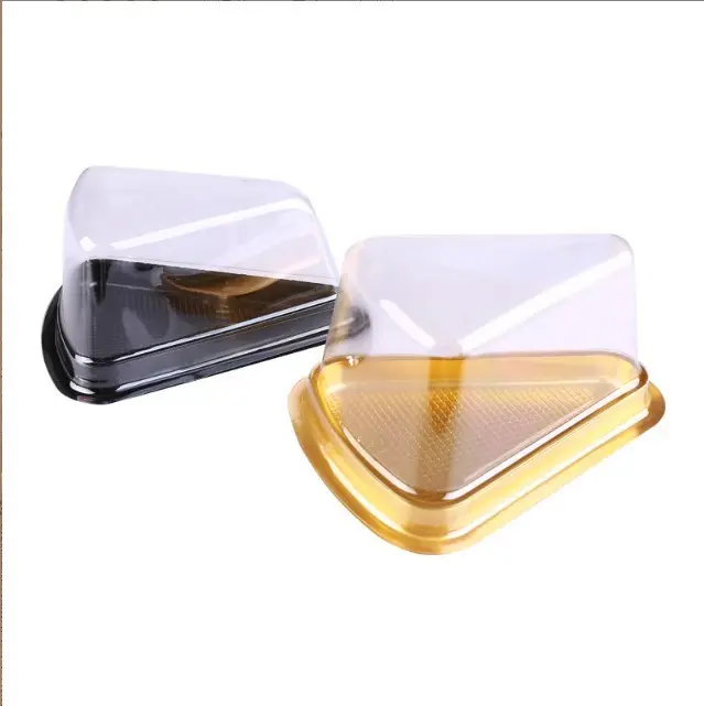 Disposable Triangle Slice Cheese Mousse Pastry Plastic Transparent Box Cake Container Triangular Cake Blister Packaging Boxes