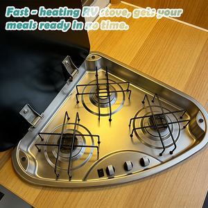 Estufa de Gas para RV JDA de 3 Quemadores, Acero Inoxidable, para Autocaravana, Caravana, Barco, con Cubierta de Vidrio Templado - Product Image 4