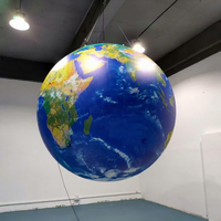 Globe terrestre géant gonflable en PVC hermétique de 2m, 3m, 4m, avec logo personnalisé et éclairage LED