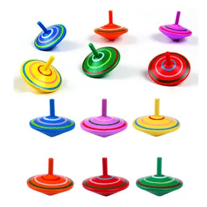 Hot Sale Child Toy Rotating Multi color Wooden Finger Spinning Top Gyroscope Toy Traditional Wooden baby toys educational