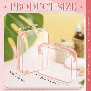 Trousse de Maquillage Imperméable Personnalisée et Tendance avec Fermeture Éclair en PVC Transparent et Motif Lettres pour Kit de Toilette de Voyage - Product Image 2